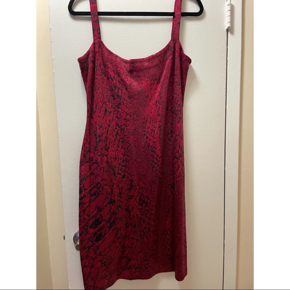 St. John Red Snake Print Knit Dress